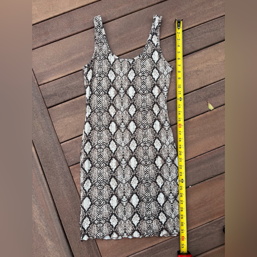 Timing Brown and Cream Snakeskin Tunic Top/ mini dress stretchy bodycon